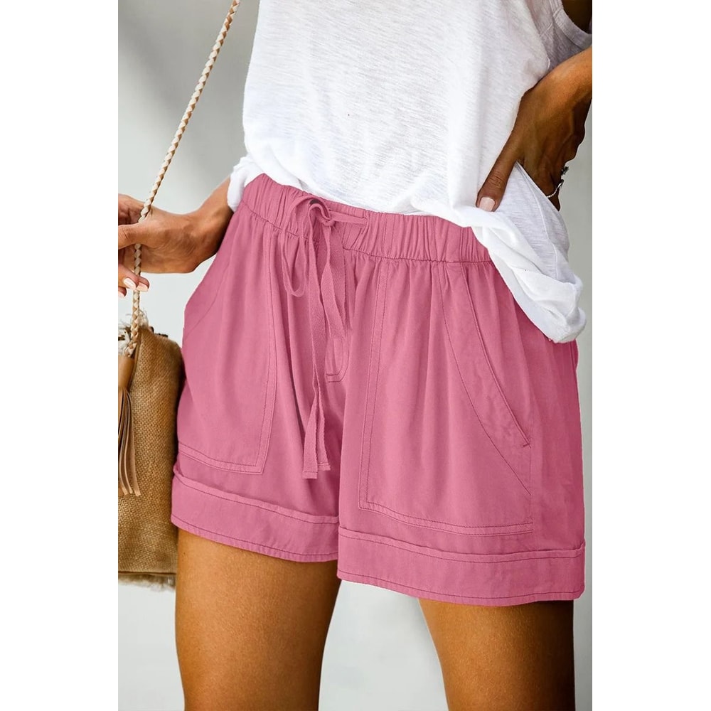 Womens High Waisted Lace Up Loose Fit Twill Wide Leg Summer Shorts 2
