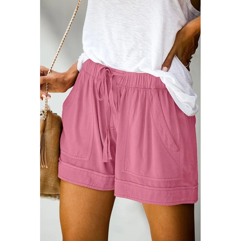 Womens High Waisted Lace Up Loose Fit Twill Wide Leg Summer Shorts 2