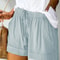 Womens High Waisted Lace Up Loose Fit Twill Wide Leg Summer Shorts 9