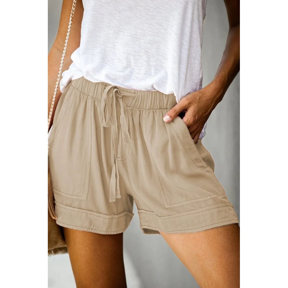 Womens High Waisted Lace Up Loose Fit Twill Wide Leg Summer Shorts 12