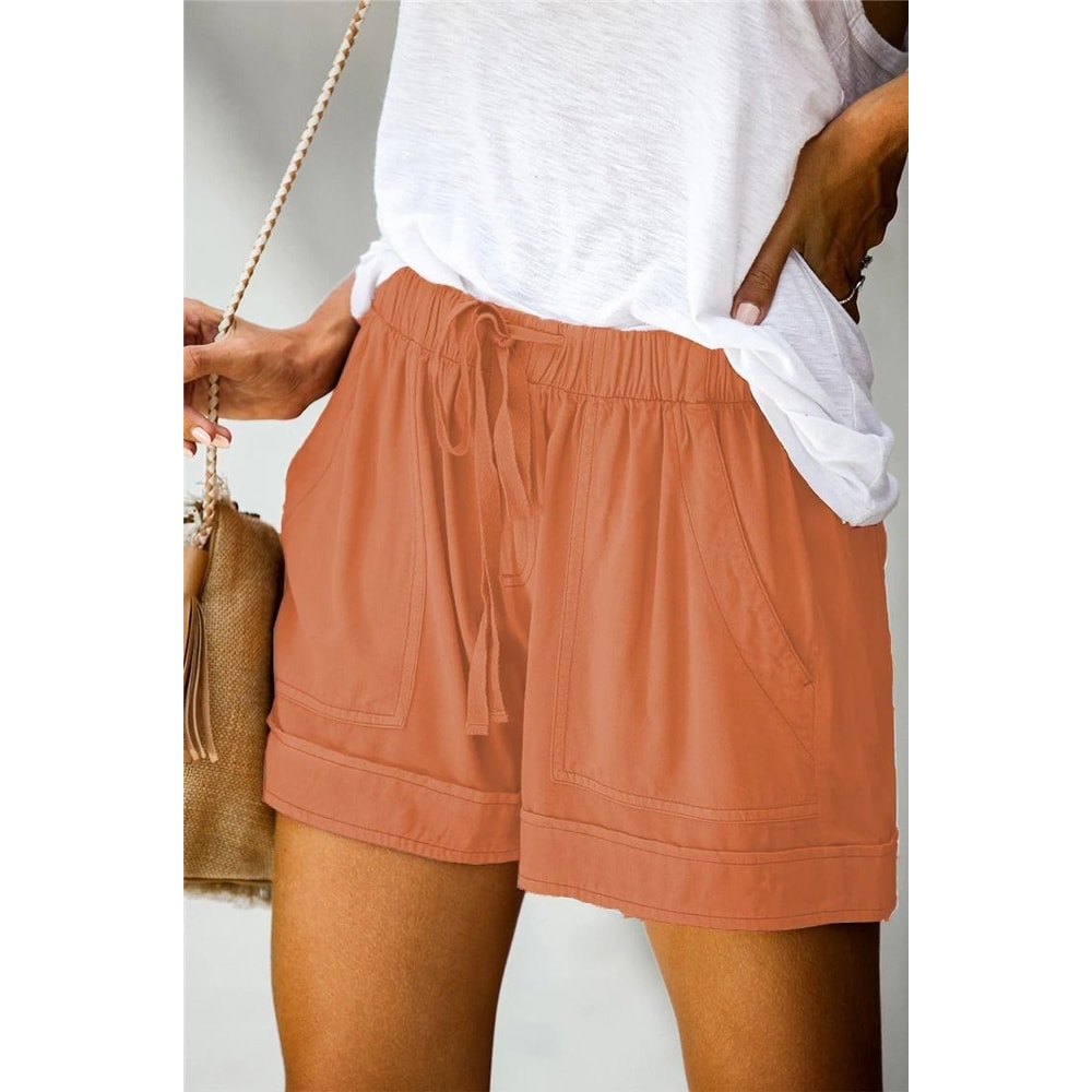 Womens High Waisted Lace Up Loose Fit Twill Wide Leg Summer Shorts 13