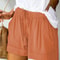 Womens High Waisted Lace Up Loose Fit Twill Wide Leg Summer Shorts 13