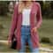 Womens Striped V Neck Button Front Cardigan Coat 5