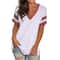 Womens V Neck Color Block Loose Fit Short Sleeve Tee 5
