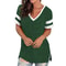 Womens V Neck Color Block Loose Fit Short Sleeve Tee 9