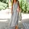 Womens V Neck Cotton Linen Loose Waist Sleeveless Summer Dress 5