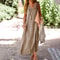Womens V Neck Cotton Linen Loose Waist Sleeveless Summer Dress 8