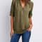Womens Loose Deep V Neck Chiffon Zipper Pullover Plus Size Top 9