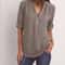 Womens Loose Deep V Neck Chiffon Zipper Pullover Plus Size Top 11