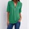 Womens Loose Deep V Neck Chiffon Zipper Pullover Plus Size Top 13