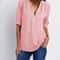 Womens Loose Deep V Neck Chiffon Zipper Pullover Plus Size Top 14