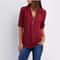 Womens Loose Deep V Neck Chiffon Zipper Pullover Plus Size Top 3