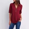 Womens Loose Deep V Neck Chiffon Zipper Pullover Plus Size Top 3
