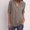 Womens Loose Deep V Neck Chiffon Zipper Pullover Plus Size Top 4