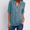 Womens Loose Deep V Neck Chiffon Zipper Pullover Plus Size Top 5