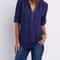 Womens Loose Deep V Neck Chiffon Zipper Pullover Plus Size Top 6