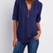 Womens Loose Deep V Neck Chiffon Zipper Pullover Plus Size Top 6