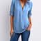 Womens Loose Deep V Neck Chiffon Zipper Pullover Plus Size Top 8