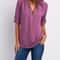 Womens Loose Deep V Neck Chiffon Zipper Pullover Plus Size Top 18