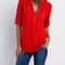 Womens Loose Deep V Neck Chiffon Zipper Pullover Plus Size Top 19