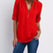Womens Loose Deep V Neck Chiffon Zipper Pullover Plus Size Top 19