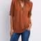 Womens Loose Deep V Neck Chiffon Zipper Pullover Plus Size Top 22