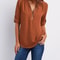 Womens Loose Deep V Neck Chiffon Zipper Pullover Plus Size Top 22