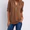 Womens Loose Deep V Neck Chiffon Zipper Pullover Plus Size Top 23