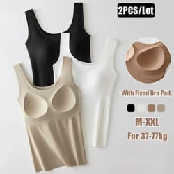 silk seamless tank top with chest pad for women