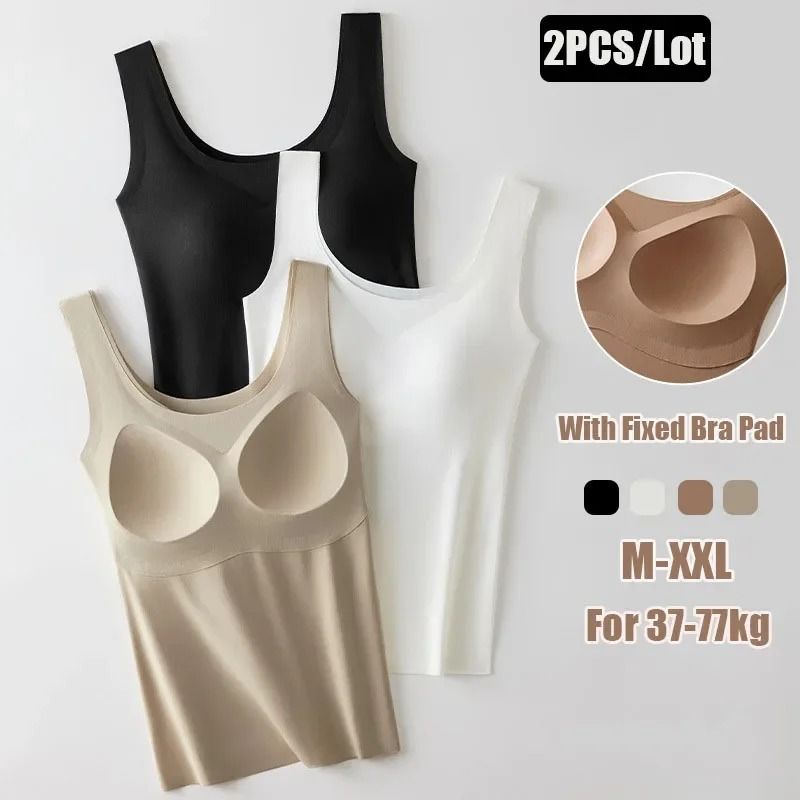Silk Seamless Tank Top With Chest Pad For Women 0