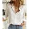 Womens Cotton Linen Button Down Lapel Blouse 0