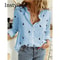 Womens Cotton Linen Button Down Lapel Blouse 2