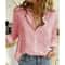 Womens Cotton Linen Button Down Lapel Blouse 4