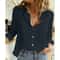 Womens Cotton Linen Button Down Lapel Blouse 6