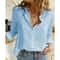 Womens Cotton Linen Button Down Lapel Blouse 9