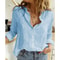 Womens Cotton Linen Button Down Lapel Blouse 9