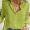 Womens Cotton Linen Button Down Lapel Blouse 14