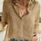 Womens Cotton Linen Button Down Lapel Blouse 15