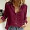 Womens Cotton Linen Button Down Lapel Blouse 27