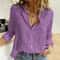 Womens Cotton Linen Button Down Lapel Blouse 28