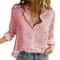 Womens Cotton Linen Button Down Lapel Blouse 24