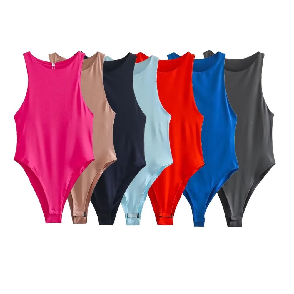 Womens Sleeveless Halter Neck Slim Fit Bodysuit 0