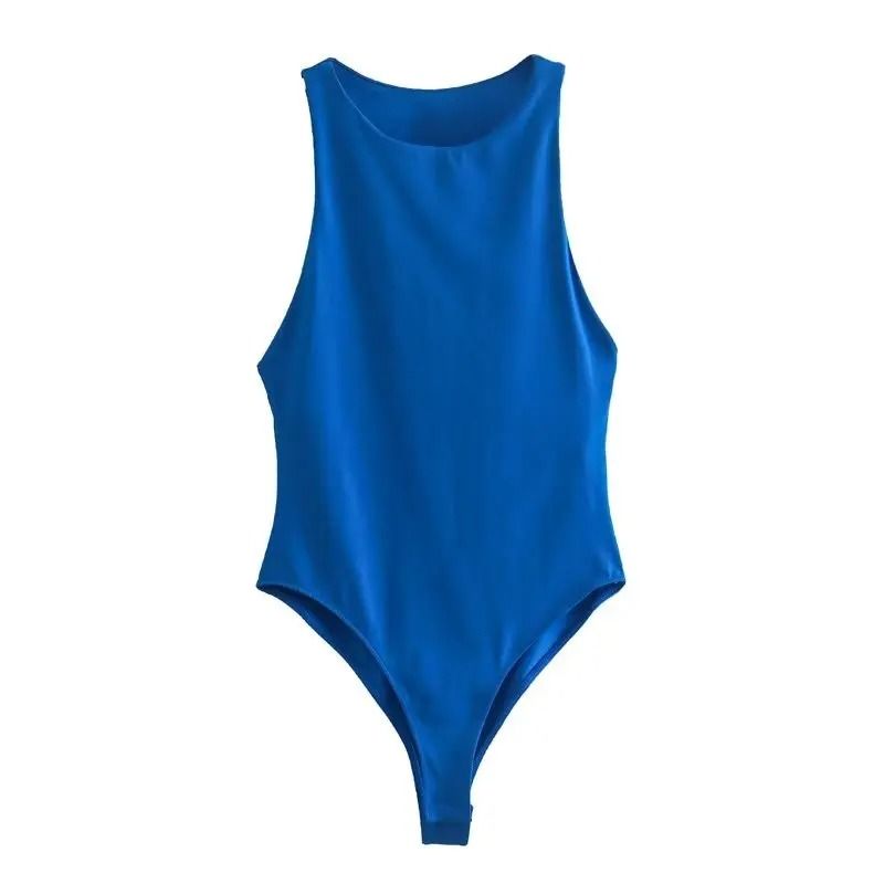 Womens Sleeveless Halter Neck Slim Fit Bodysuit 9