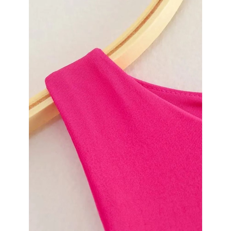 Womens Sleeveless Halter Neck Slim Fit Bodysuit 4