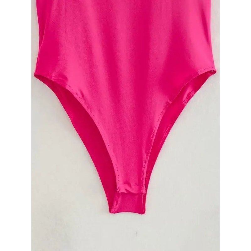 Womens Sleeveless Halter Neck Slim Fit Bodysuit 5