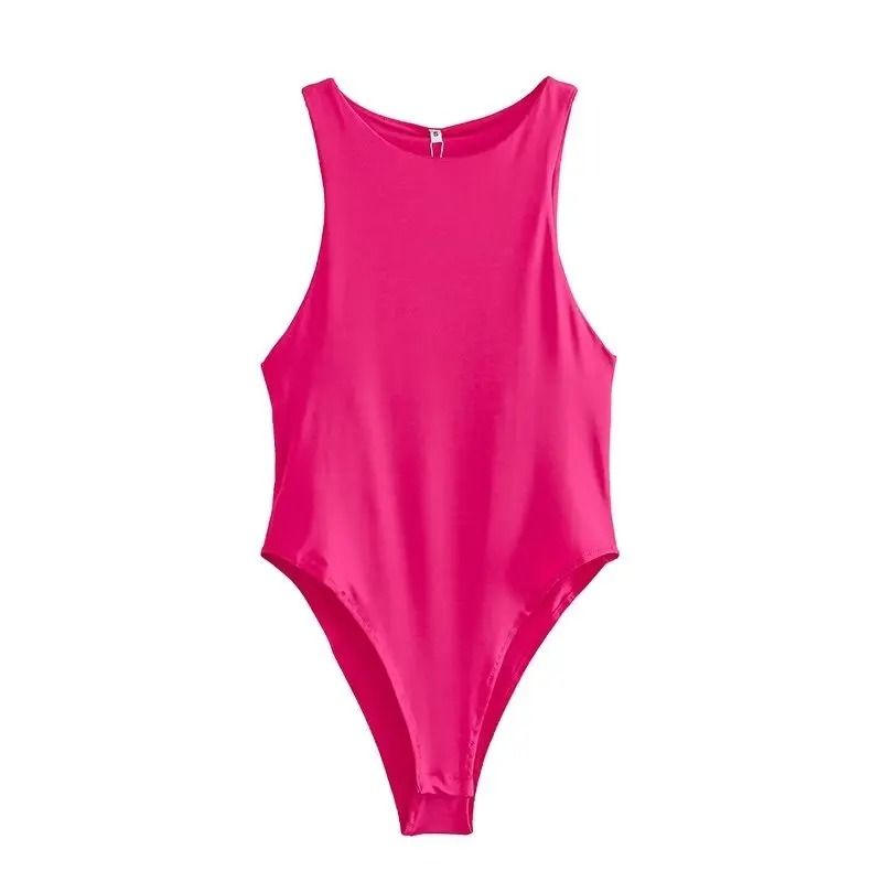 Womens Sleeveless Halter Neck Slim Fit Bodysuit 6