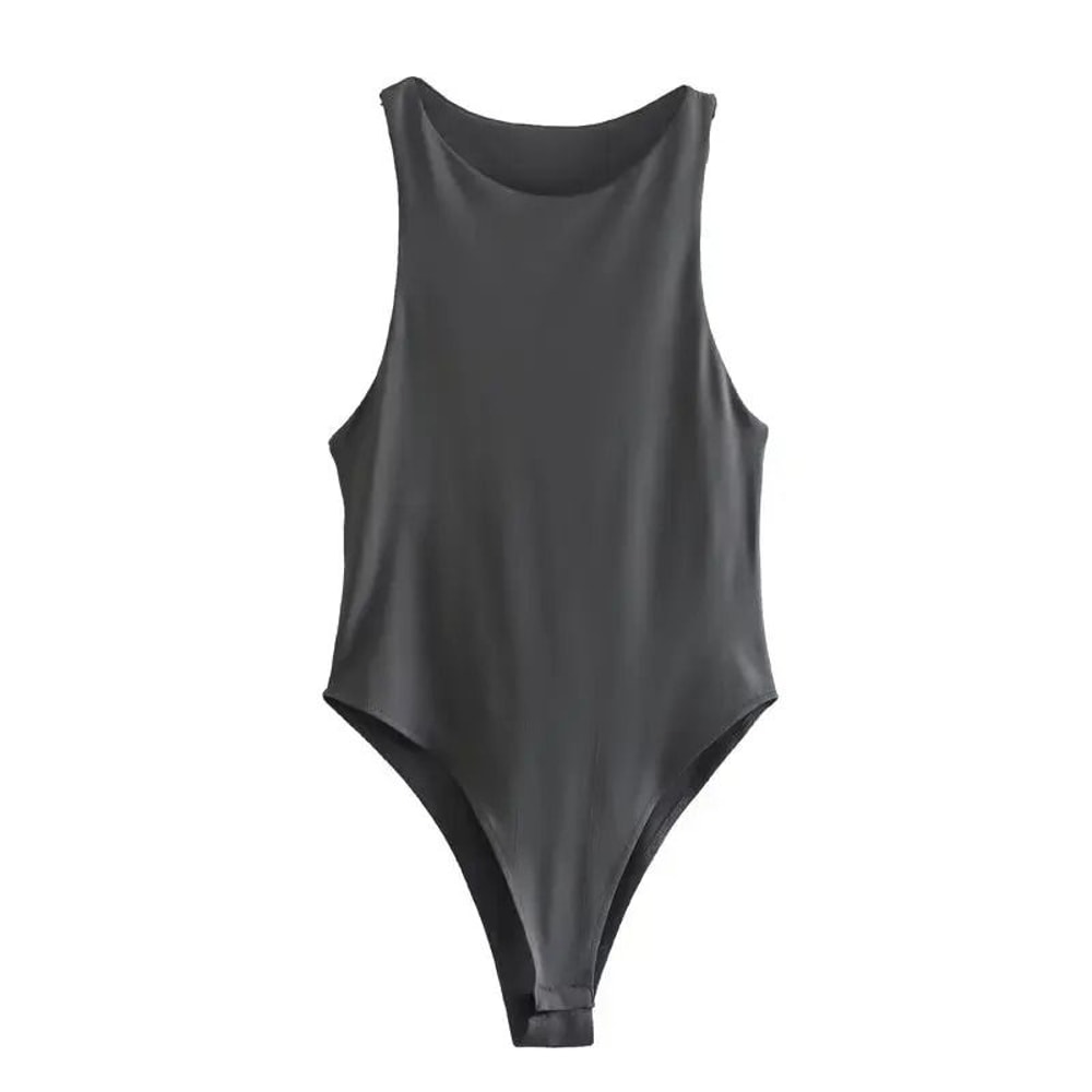 Womens Sleeveless Halter Neck Slim Fit Bodysuit 8