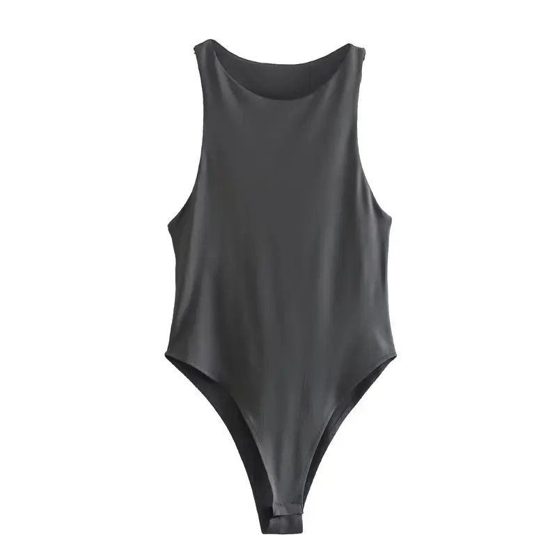 Womens Sleeveless Halter Neck Slim Fit Bodysuit 8