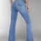 Womens High Waist Slim Fit Washed Denim Jeans 2