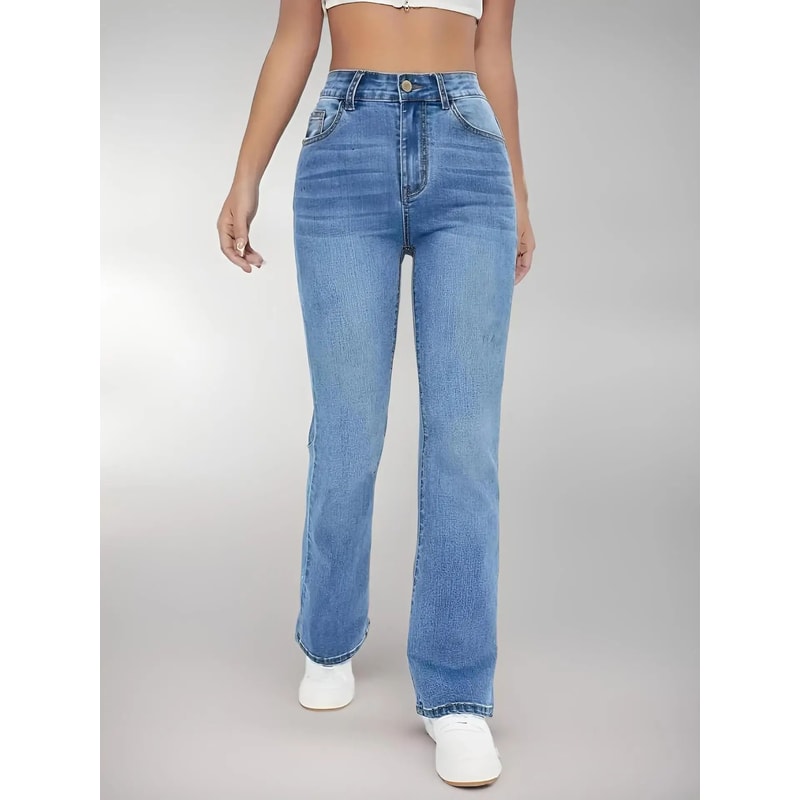 Womens High Waist Slim Fit Washed Denim Jeans 3